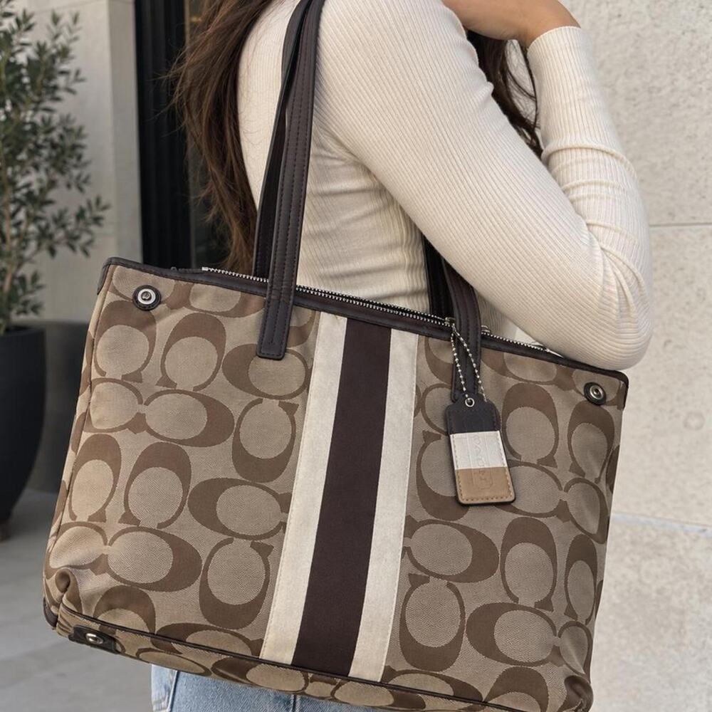 Coach brown and beige tote